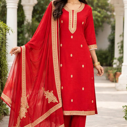Kani Jamawar Wool Suit Set | Hand Tilla Work Kashmir Dress, Size 44