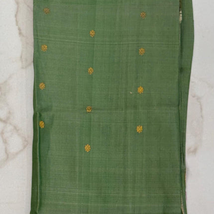 Handloom Gadhwal Silk Saree | Green with Muniya Border | Silk Mark