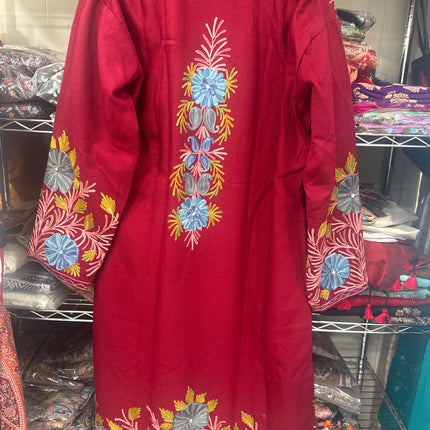Luxury Kani Jamawar Wool Jacket  | woven Kashmir Artwear | Winter Dresses|knee length| size 46