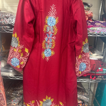 Luxury Kani Jamawar Wool Jacket | woven Kashmir Artwear | Winter Dresses|knee length| size 46