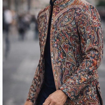 Mens Kani Pashmina Jamawar Jodhpuri style Jacket, Woven Paisley