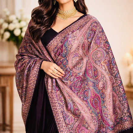 Handspun Pashmina Shawl | Jamawar Kani Embroidery, Coca-Cola Multi Color