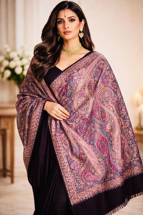 Handspun Pashmina Shawl | Jamawar Kani Embroidery, Coca-Cola Multi Color