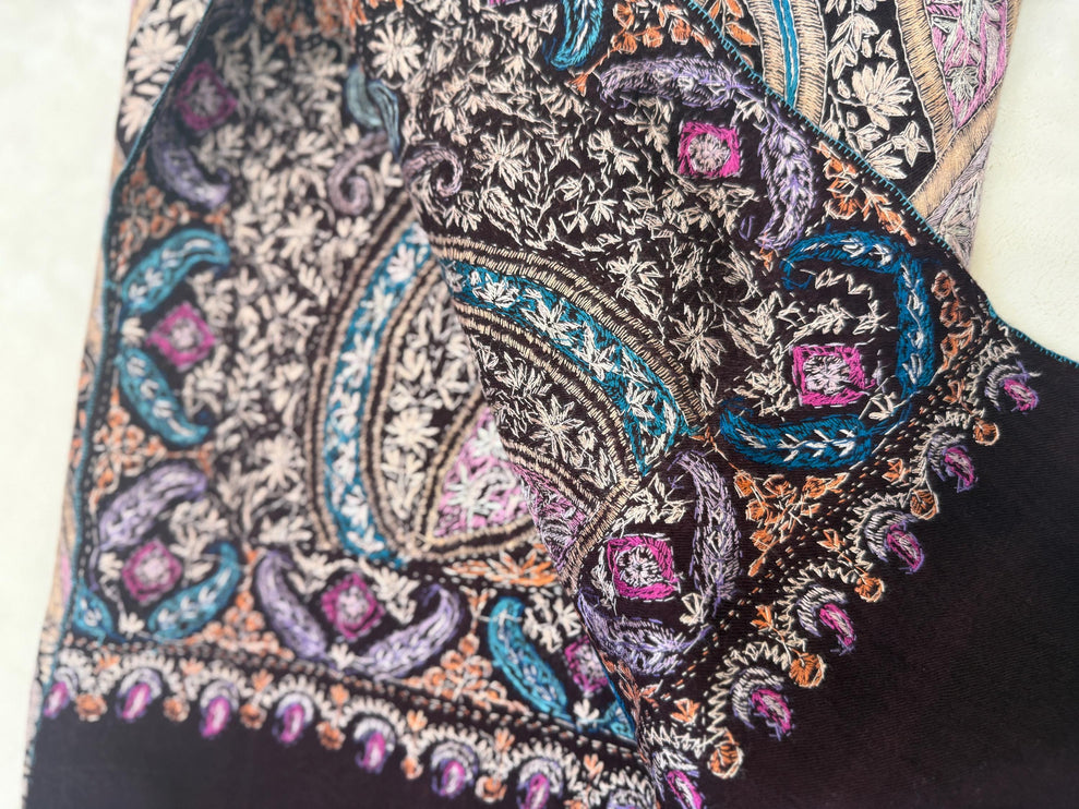 Handspun Pashmina Shawl | Jamawar Kani Embroidery, Coca-Cola Multi Color