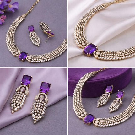 Pachi Kundan Designer Necklace Set | Diamonds & Doublet Stones, Gold Finish