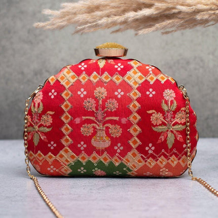 Silk Clutch | Handmade Floral Embroidered Silk Purse