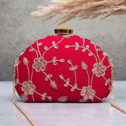 Silk Clutch | Handmade Floral Embroidered Silk Purse