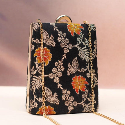 Silk Clutch | Handmade Floral Embroidered Silk Purse