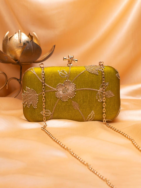 Silk Clutch | Handmade Floral or Stripes Embroidered Silk Purse