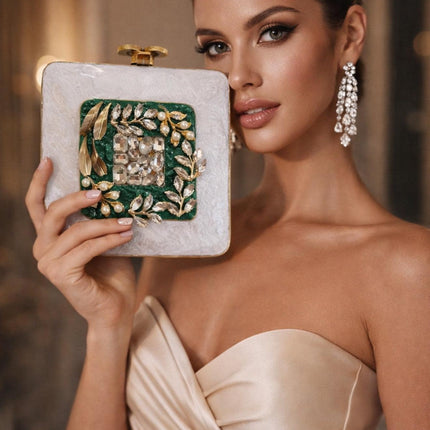 Mother of Pearl Seashell Clutch with Gold Trim - product photo 4