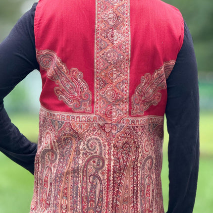 Mens Kani Pashmina Waistcoat, Woven Paisley, Indian Fashion