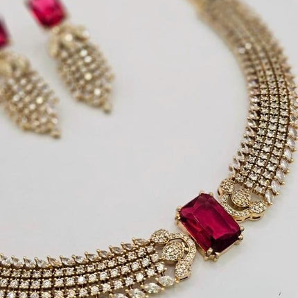 Pachi Kundan Designer Necklace Set | Diamonds & Doublet Stones, Gold Finish