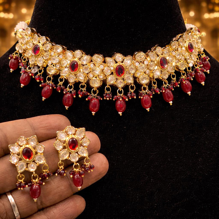 Royal Ruby Kundan Choker Necklace Set | Tyaani Inspired Design