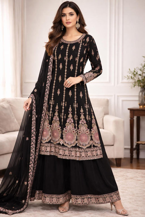 Designer Georgette Suit Set | Embroidered and sequence Work Dress, Size 42
