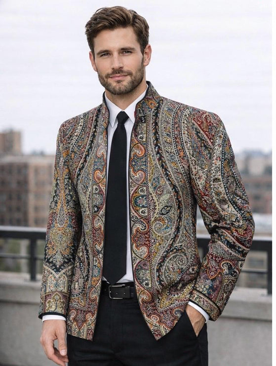 Kani Wool Jacket | Woven Kashmir Artwear, Size 38