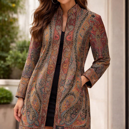 Kani Woven Wool Jacket | Kashmir Artwear Size- 40,42,44,46