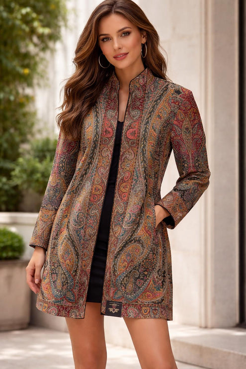 Kani Woven Wool Jacket | Kashmir Artwear Size- 40,42,44,46