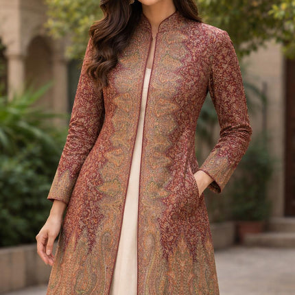 Kani Wool Ladies Jacket | Kashmir Jari Artwear, Size 40,42