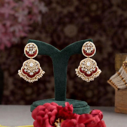 Kundan Ruby Necklace Set | Pachi Polki Bridal Jewelry Color-Ruby