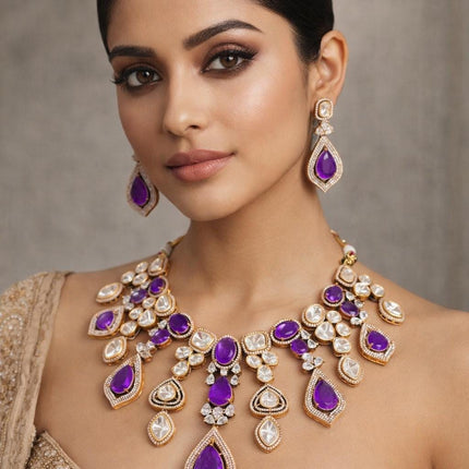 Kundan Polki Necklace Set | Victorian Style Bridal Jewelry