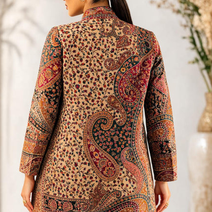 Kani Kalamkari Wool Jacket | Kashmir Artwear, Size 44/46/48