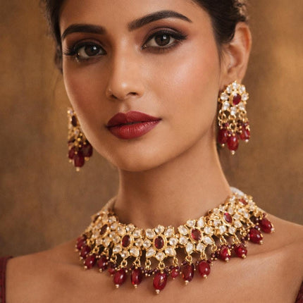 Royal Ruby Kundan Choker Necklace Set | Tyaani Inspired Design