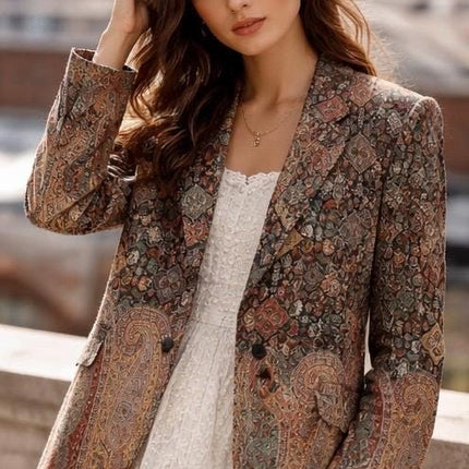 Handmade Silk Blend Kani Blazer | Black Jamawar Design size 38-42| womens jacket | Kashmiri elegance