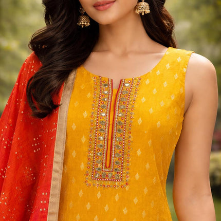Designer Crepe silk Suit Set | Embroidered and sequence Work Dress, Size XL