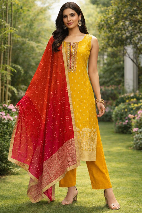 Designer Crepe silk Suit Set | Embroidered and sequence Work Dress, Size XL
