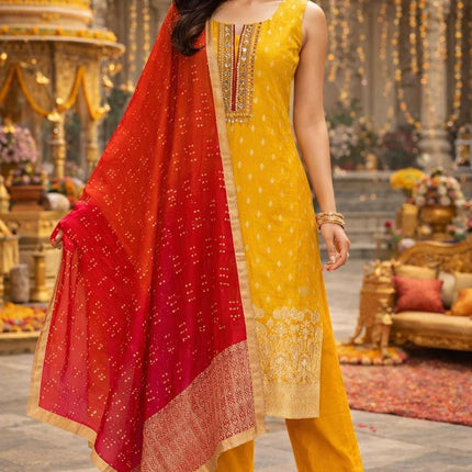 Designer Crepe silk Suit Set | Embroidered and sequence Work Dress, Size XL