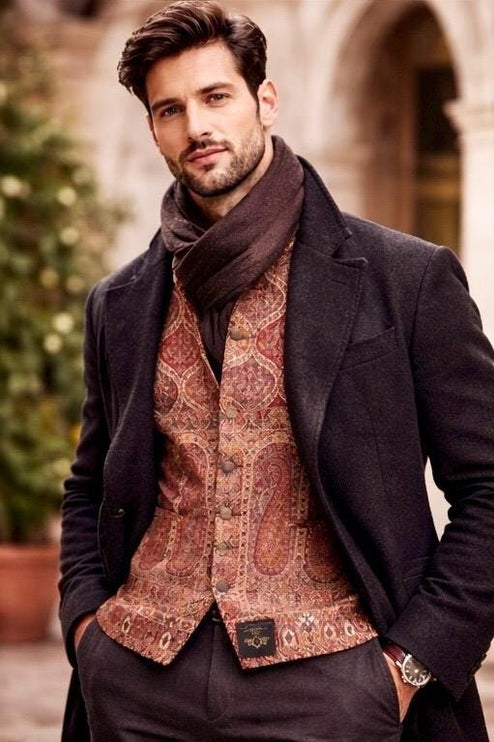Mens Kani Pashmina Waistcoat, Woven Paisley, Size 44,46,48,50