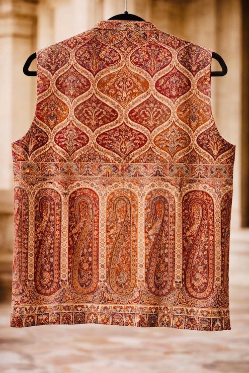 Mens Kani Pashmina Waistcoat, Woven Paisley, Size 44,46,48,50