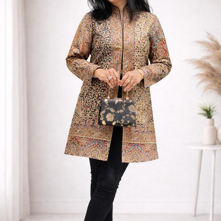 Kani Kalamkari Wool Jacket | Kashmir Artwear, Size 50