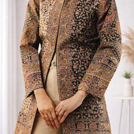 Kani Kalamkari Wool Jacket | Kashmir Artwear, Size 44/46/48