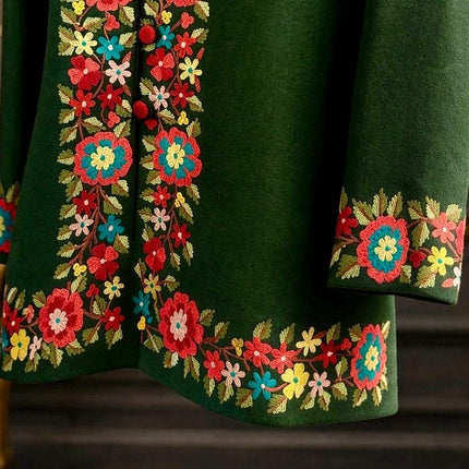 Handwoven Aari needle work Jacket | Kashmir Artwear | Pashmina | green  Size 42