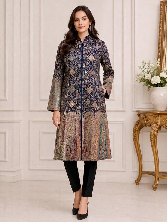 Kani Jamawar Wool Jacket | Kashmir Paisley Artwear Multiple Sizes available
