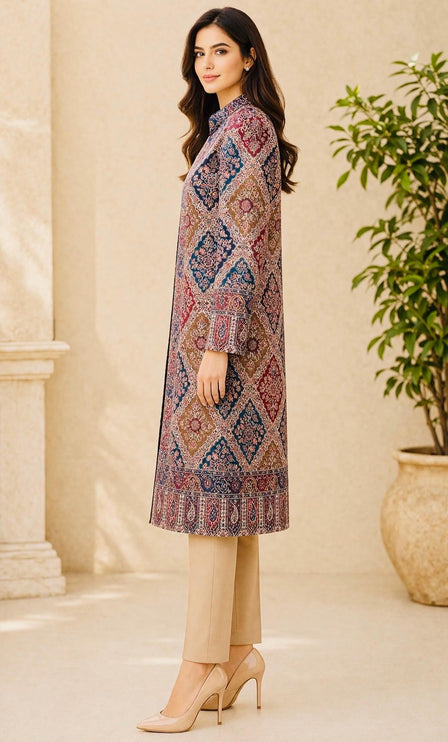 Kani Woven Wool Jacket | Kashmir Artwear, Size 38 Black-multi