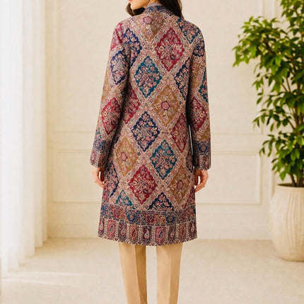Kani Woven Wool Jacket | Kashmir Artwear, Size 38 Black-multi