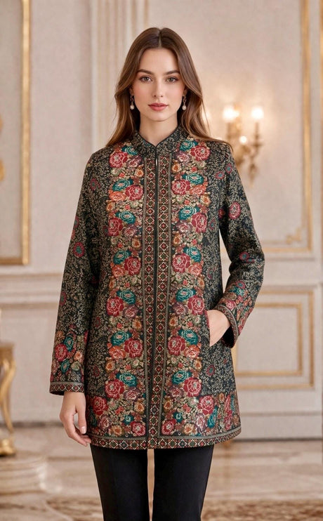 Kani Wool Jacket | Floral Jari Artwear
