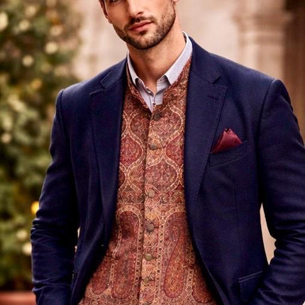 Mens Kani Pashmina Waistcoat, Woven Paisley, Size 44,46,48,50