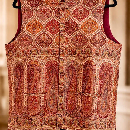 Mens Kani Pashmina Waistcoat, Woven Paisley, Size 44,46,48,50