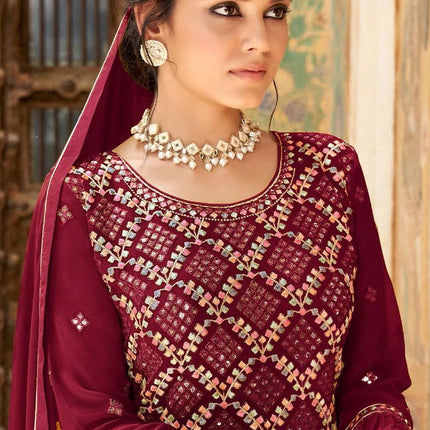 Designer Georgette Suit Set | Embroidered and sequence Work Dress Size-42
