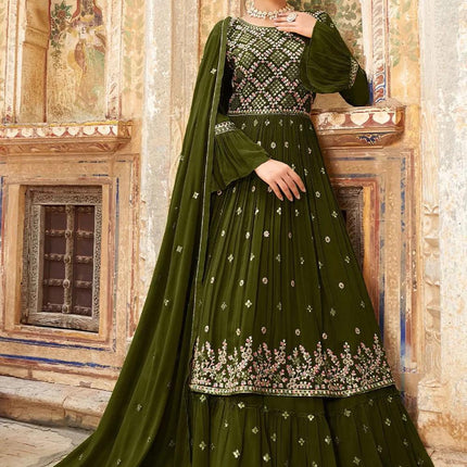 Designer Georgette Suit Set | Embroidered and sequence Work Dress Size-42