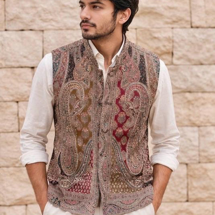 Kani Jamawar MENS WOVEN PAISLEY waistcoats, structured fit | Statement fashion wear| Size-46