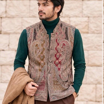 Kani Jamawar MENS WOVEN PAISLEY waistcoats, structured fit | Statement fashion wear| Size-46
