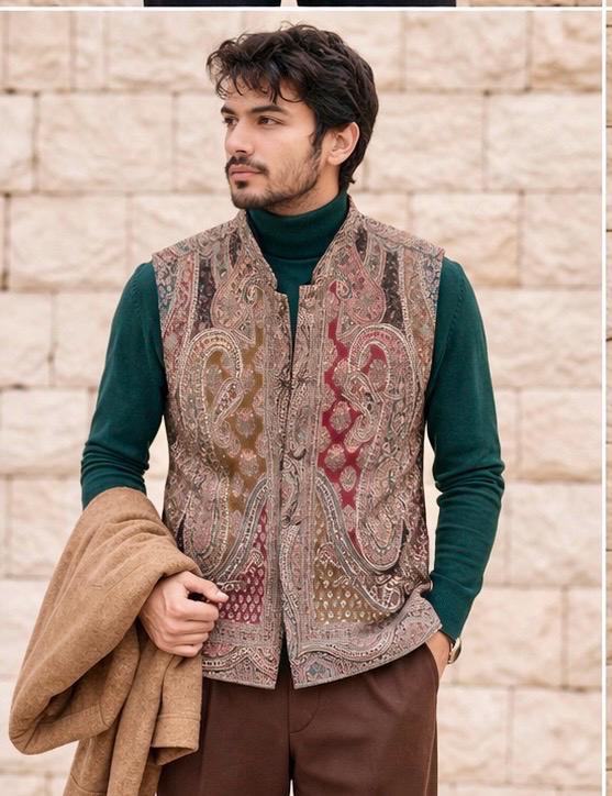 Kani Jamawar MENS WOVEN PAISLEY waistcoats, structured fit | Statement fashion wear| Size-46