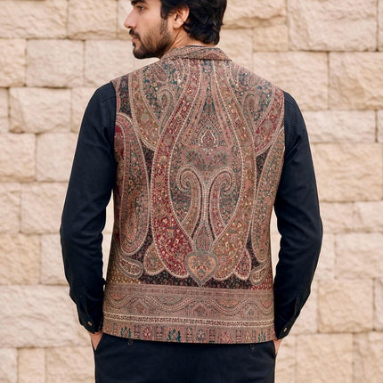 Kani Jamawar MENS WOVEN PAISLEY waistcoats, structured fit | Statement fashion wear| Size-46