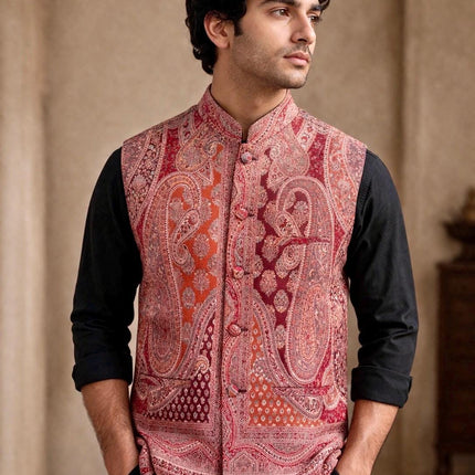 Kani Jamawar MENS WOVEN PAISLEY waistcoats, structured fit | Statement fashion wear| Size-46