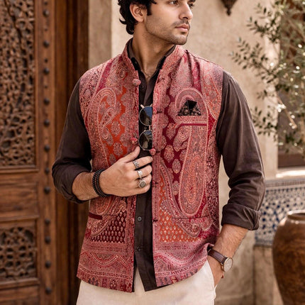 Kani Jamawar MENS WOVEN PAISLEY waistcoats, structured fit | Statement fashion wear| Size-46