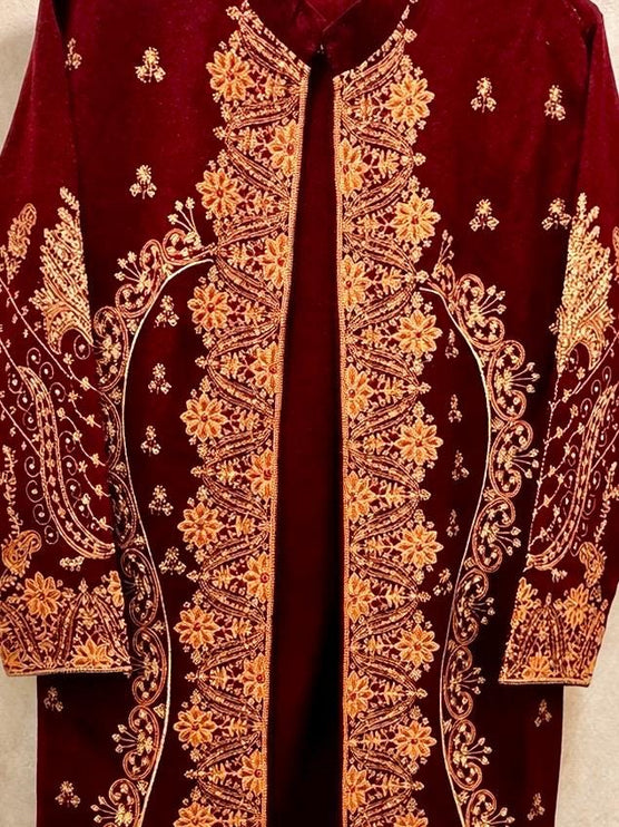 3 piece Kashmiri Woolen Set | Kashmiri Sozni Embroidered Jacket, Kurti, Pants (Size 40-42 Stretchable)